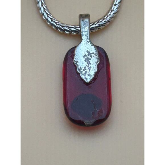 Red and Ammolite Pendant Necklace - 17" chain - Picture 3 of 3
